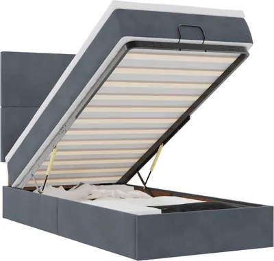 Obrázok produktu pre vidaXL Osmanská posteľ s matracmi tmavosivá 80x200 cm zamat