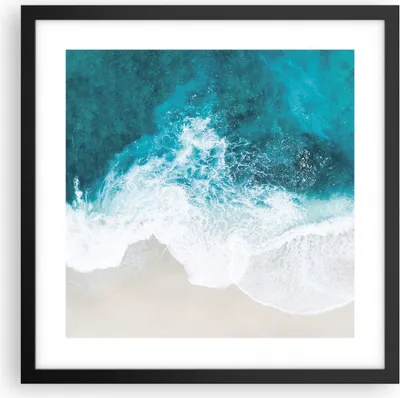 Produktbild von Gerahmtes Poster - Schwarzer Rahmen - Luftaufnahmen Strand Welle - 40x40 cm - Wand Bild - Wanddeko - Wandbilder - Kunstposter - Wandposter - Bilderrahmen - Bilder - Kunstdruck - P2BAC40x40-4686