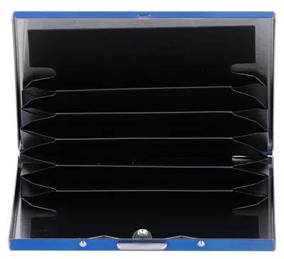 Image de Porte-cartes en acier inoxydable, protège-cartes de crédit, étui pour cartes de visite, pour hommes et femmes, couleur bleue