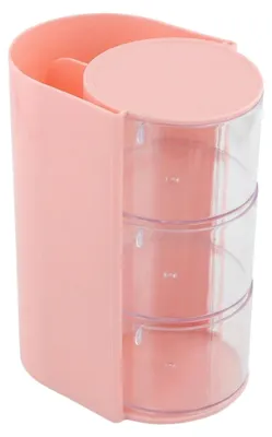 Haaraccessoire-Organizer, 3 Ebenen, 180° drehbar, transparent, rosa