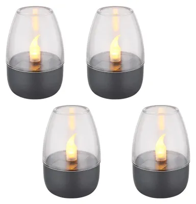 Produktbild von 4er Set LED Solarleuchte, IP44, Akku, Edelstahl, grau, H 9cm