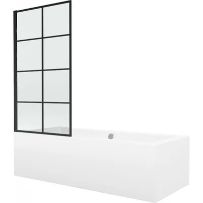 Obrázok produktu pre Mexen Cube obdĺžniková vaňa 180 x 80 cm s obkladom a 1-krídlovou sprchovou zástenou 70 cm, čierny vzor - 550518080X9307017077