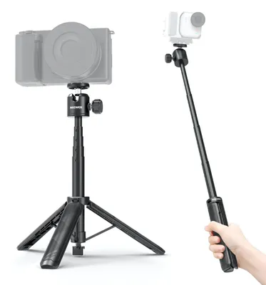 Obrázek produktu pro Teleskopický držák na telefon s funkcí selfie tyče, stativem, 360° rotací a 90° náklonem