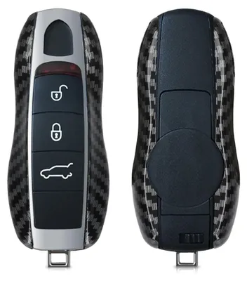 Produktbild von kwmobile Autoschlüssel Hülle kompatibel mit Porsche 3-Tasten Autoschlüssel (nur Keyless) - Hardcover Schutzhülle Schlüsselhülle Cover Carbon Schwarz