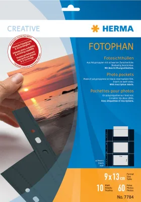 Immagine prodotto di HERMA Fotosichthüllen 90 x 130 mm quer schwarz 10 Hüllen
