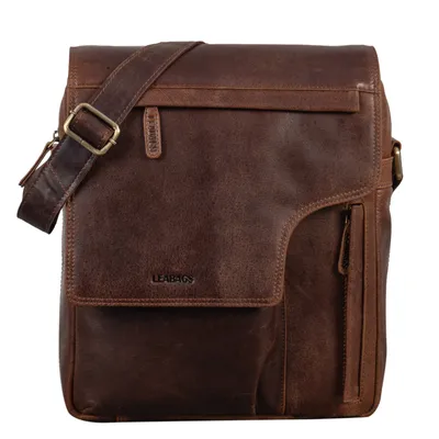 Produktbild von Leabags Leder Umhängetasche Herren & Damen I Echtleder Laptoptasche bis 13 Zoll I Messenger Bag mit Schultergurt I Schultertasche I Arbeitstasche I Tragetasche I Handtasche