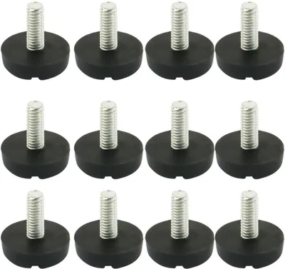 Produktbild von 12 Stück verstellbare rutschfeste Möbelfüße mit M6 x 20 mm Gewinde zur Nivellierung