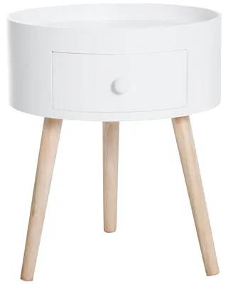 Zdjęcie produktu dla Stolik Kawowy Z Szufladą, Stolik Okrągły, Stolik Kawowy, Nośność Do 50 Kg, Biały, 38X38X45Cm
