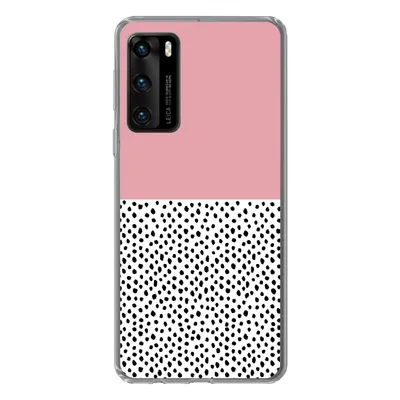 Produktbild von MuchoWow® Handyhülle Schutzhülle Hülle für Huawei P40 Polka dots - Schwarz - Rosa Silikon Softcase Handy Hülle - Handytasche