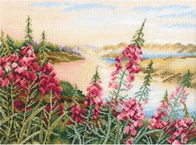 Obrázok produktu pre Súprava krížikového stehu RTO "Wo das Weidenröschen blüht", počítaný vzor, 27x19,5cm