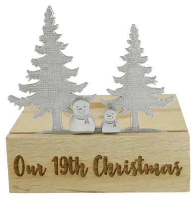 Teelichthalter Schneemann-Silhouette, 19. Weihnachten, Metall