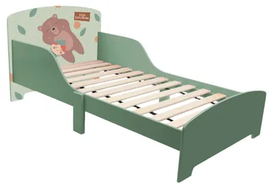 Zdjęcie produktu dla Łóżeczko dla dziecka GINGER HOME, z barierką ochronną, wykonane z drewna, stelaż na materac 70 x 140 cm, kolor: FOREST