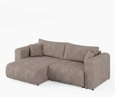 Produktbild von Ecksofa RIVA Links Beige | Cord-Stoff | L-Form Couch mit Schlaffunktion & Bettkasten