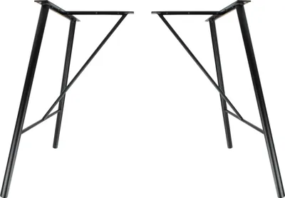Two black metal table legs are shown against a white background.