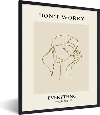 Produktbild von MuchoWow® Gerahmtes Poster Frau - Linienkunst - Zitate - Text 60x80 cm - Poster mit Schwarzem Bilderrahmen Wandposter Rahmen Foto Bilder - Premium - Wanddeko Wohnzimmer