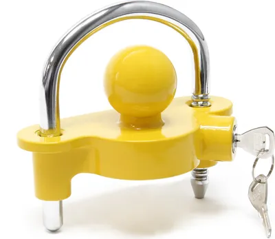 Produktbild von Wiltec Anhängerschloss mit Bügel, für 50 mm Kupplungseinlass, Diebstahlschutz aus Stahl für Anhänger und Wohnwagen, Bügelschloss