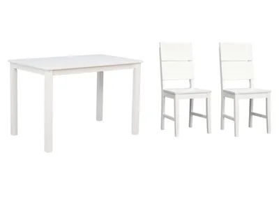 Produktbild von Woodroom Essgruppe Kota Hevea massiv weiß lackiert 110x75x70 cm mit 2 Stühlen