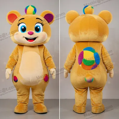 Image de Mascotte MASTICOT jongleuse dorée arrondie