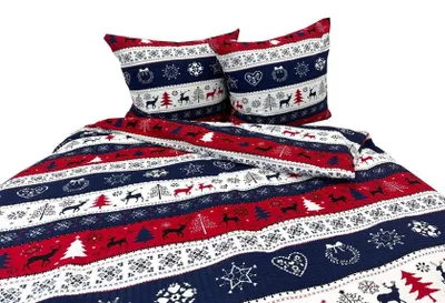 Zdjęcie produktu dla Pościel, pościel z tkaniny typu waffle piqué, nie wymaga prasowania, 100% bawełna, 160x200, 2648 Boże Narodzenie, renifery