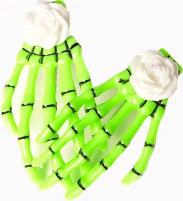 Image de Pince à cheveux interdite - Main de squelette vert rose