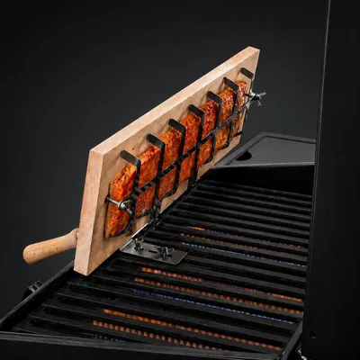 Produktbild von Flammlachbrett 50x17,5cm aus Buchenholz inkl. Edelstahlhalterung speziell für Gasgrill