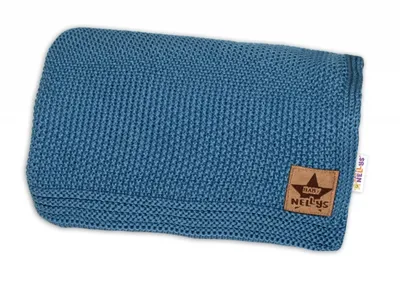 Obrázek produktu pro Baby Nellys Bavlněná deka, dečka pletená, BASIC, 80x90cm,  - navy
