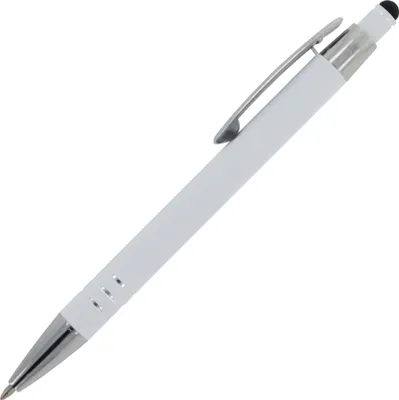 Produktbild von Touchpen Kugelschreiber / aus Metall / mit Soft-Touch / Farbe: weiß