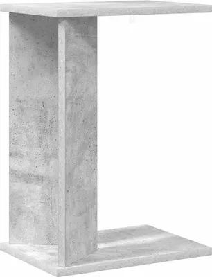A side view of a concrete-effect side table.