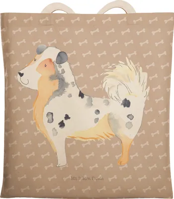 Produktbild von Mr. & Mrs. Panda Stoffbeutel Hund Australien Shepherd - Hundeglück - Geschenk, Spruch, Hundemama, Stofftragetasche, Shoppingtasche, Sprüche, Tasche, Beutel, Tote Bag
