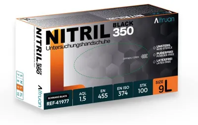 Produktbild von 840x Altruan Nitril 350 Black, Einmalhandschuhe, schwarz - 100 Stück - Größe L | Packung (100 Stück)