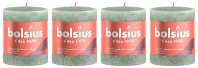 Immagine prodotto di set di 4 candele a colonna - Altezza 8 cm - Diametro 6,8 cm - Rustico - Verde giada