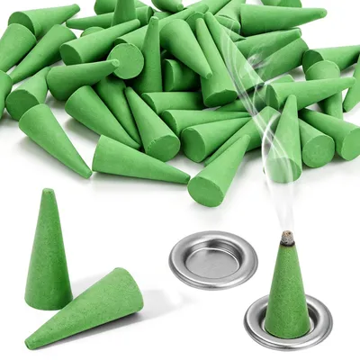 Citronella-Räucherkegel, 50 Stück + 2 Schalen, für Outdoor
