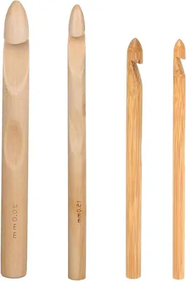 Dailygoods - Häkelnadelset von 4 - Holz-Häkelnadeln 8/10/15/20 mm - Ergonomischer Griff - Bequemes Häkeln - Geeignet für