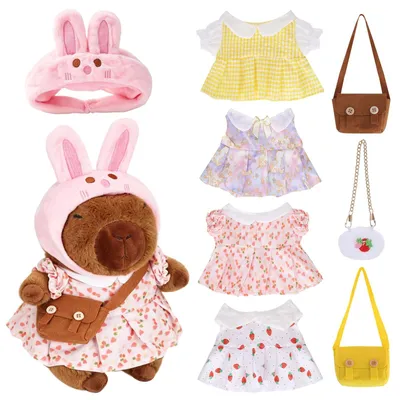 Obrázok produktu pre Plyšová hračka capybara, 23 cm, s oblečením a doplnkami