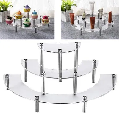Produktbild von Unyqoos® 3-stufiger transparenter Acryl-Displayständer – Präsentationsständer für Kosmetik, Desserts und Sammlerstücke