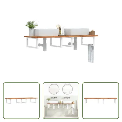 Produktbild von The Living Store Waschbeckenregal Wandmontage Stahl und Akazienholz