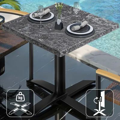 Produktbild von WTG | Bistro Außen Tisch | B: T: H: 60 x 60 x 75,5 cm | Felsen / Schwarz | Quadratisch | Klappbar + Zusatzgewicht | Bistro Tisch Gastro Tisch