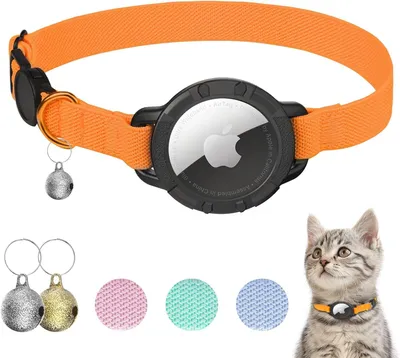 Produktbild von Airtag Katzenhalsband, Dehnbar mit Sicherheitsverschluss, Für Katzen, Kätzchen und Welpen, Orange