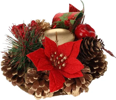 Image de Bougeoir en pommes de pin, décoration de Noël, 15 cm