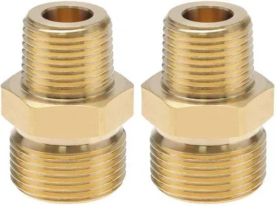Image de Adaptateurs pour tuyau d'arrosage, compatibles avec une pression de 4500 PSI, lot de 2, en or, pour nettoyeurs haute pression