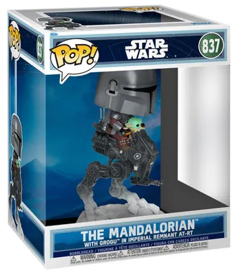Zdjęcie produktu dla Gwiezdne wojny: Mandalorianin i Grogu POP! Rides Deluxe Vinyl Wackelkopf-Figur Mandalorianin z Grogu w Imperial Remnant AT-RT 9 cm