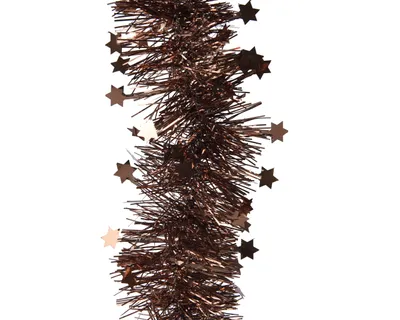Produktbild von Weihnachtsgirlande Lametta mit Sternen 9cm x 2,7m - Espressobraun