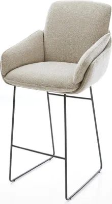 Produktbild von DELIFE Barstuhl Luan-Flex Webstoff Soft Beige Kufengestell Metall Schwarz