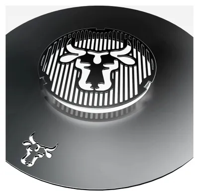 Produktbild von Grillring und Grilleinsatz | Rund | BBQ Motiv | Stahl | Grillrost für Grillplatte Plancha, Größe: 55 cm
