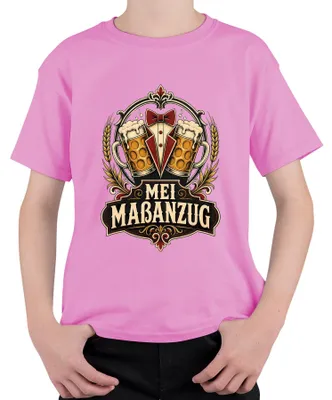 Zdjęcie produktu dla Koszulka dla dzieci, motyw , z motywem stroju ludowego, z motywem "lederhose" (spodnie skórzane) i "dirndl" (sukienka), różowa, rozmiar 140
