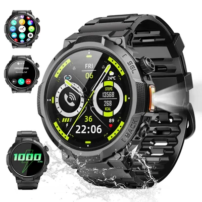Produktbild von Smartwatch Herren 1000mAh Smart Watch mit Telefonfunktion A-Elegant schwarz