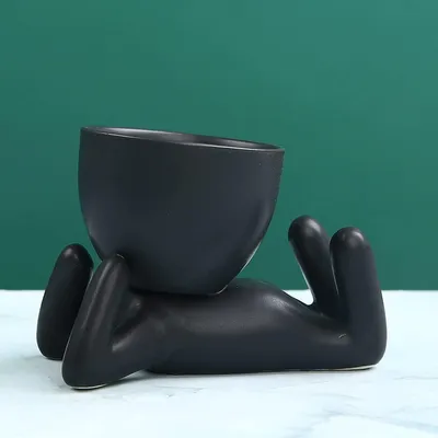 Zdjęcie produktu dla Ceramiczna figurka doniczka na sukulenty do dekoracji ogrodu - nowoczesny dom, kreatywne ozdoby na stół z zielonymi roślinami (3 sztuki)