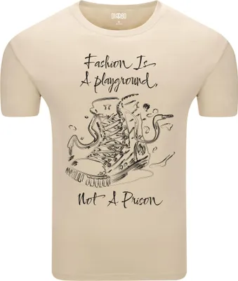 Produktbild von Diarbo Herren T-Shirt mit Modeliebhaber Druck Turnschuhe Beige Gr.L