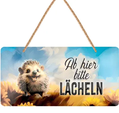 Produktbild von Retro Blechschild ab hier lächeln, Blechschilder Garten mit Sprüchen, nostalgische Dekoration als Gärtner Geschenke, retro Deko vintage