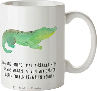 Produktbild von Mr. & Mrs. Panda Tasse Krokodil - Weiß - Geschenk, Meer, Reiselust, Lieblingsmensch, mit Spruch, Kaffeetasse, Beste Freundin, Krokodile, Pott, schöne, Trinkbecher, Becher